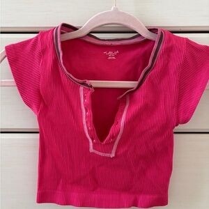 Urban Outfitters Fuchsia Ribbed Crop Top